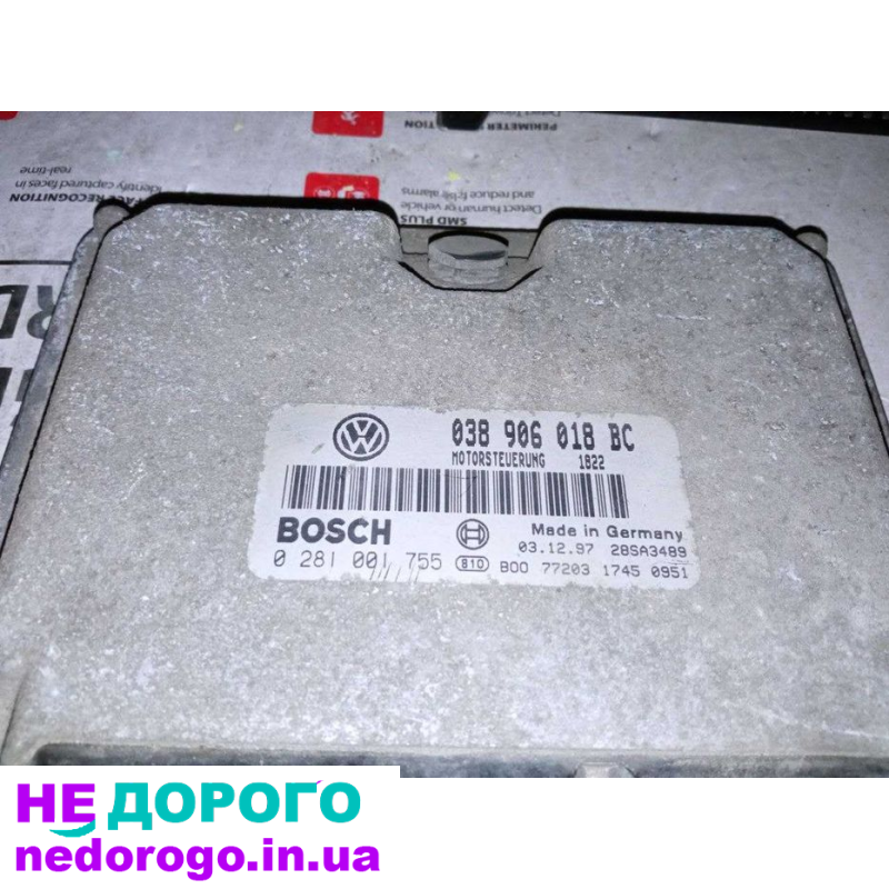 Блок управління двигуном Skoda Octavia 1.9 TDI 038906018BC 0281001755, випущений у 2005 році, з об'ємом двигуна 1.9 літра, працює на дизельному паливі.