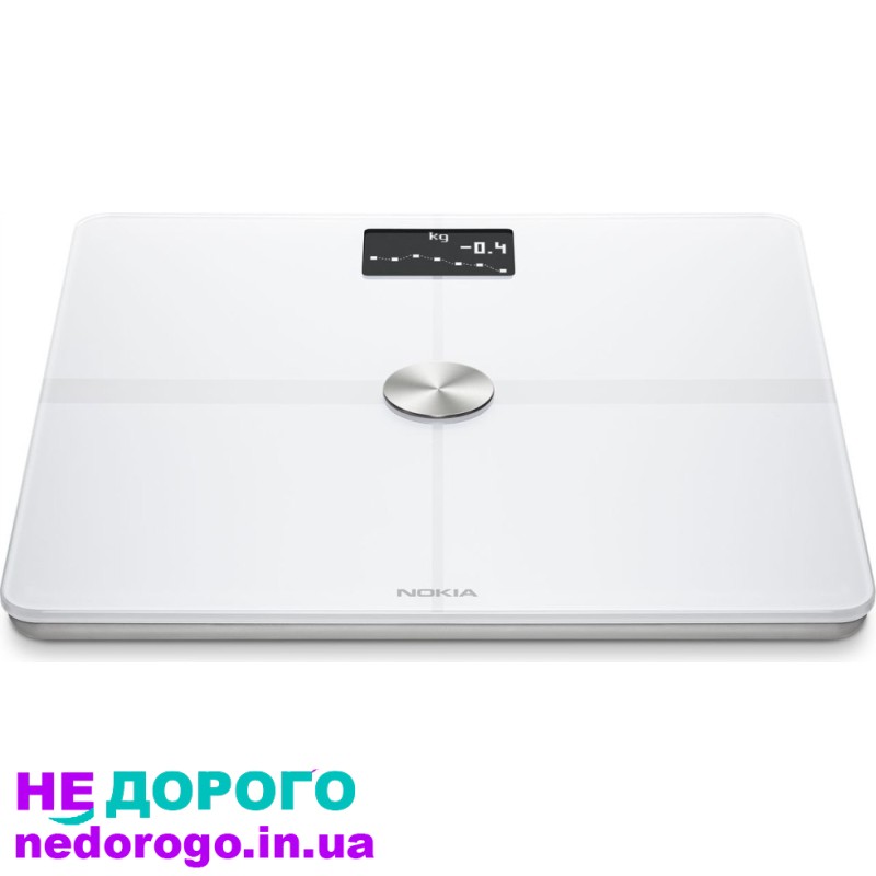 Розумні ваги Nokia (Withings) WBS05 Body+ Composition Wi-Fi: точні виміри ваги, вміст жиру, м'язів та води в організмі, синхронізація з додатком, висока точність вимірювань.