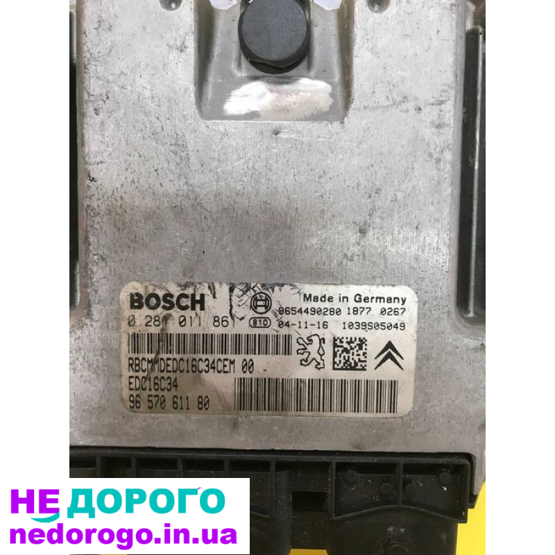 Блок управління двигуном Citroen C3 0281011861 9657061180: назва - Блок управління двигуном, модель - Citroen C3, рік випуску - 9657061180, об'єм двигуна - 0281011861, паливо - бензин.
