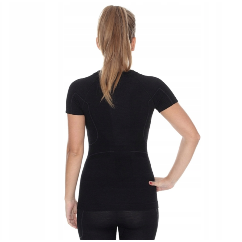 Футболка термоактивна жіноча Brubeck Merino Wool чорна розміри М, XL