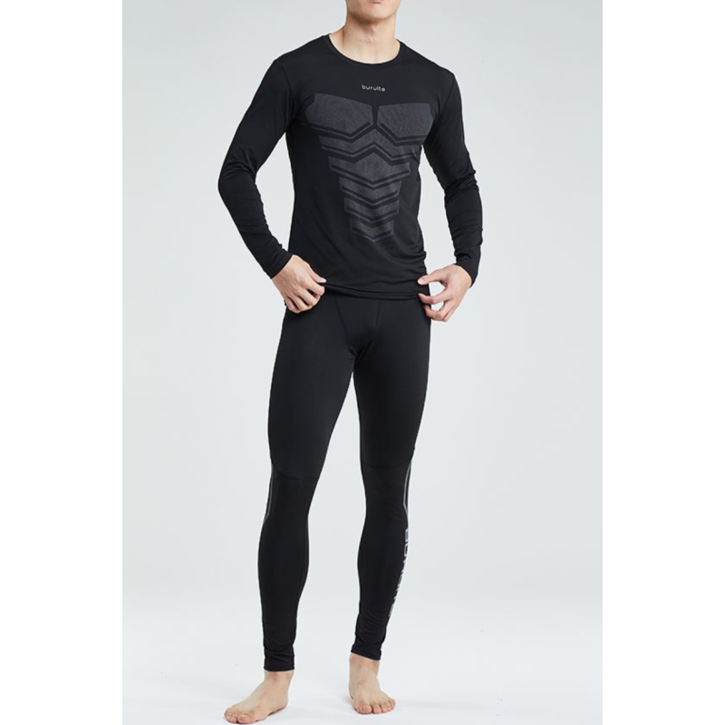 Комплект термобілизни чоловічий Buruite чорний розміри S, M, L, XL, XL, XXL, 3XL, 4XL, 5XL