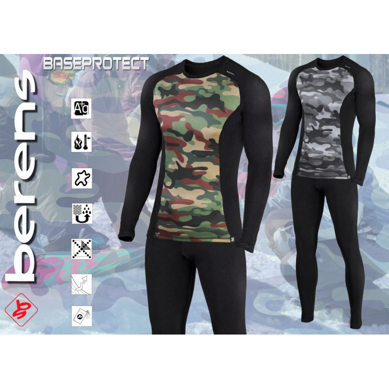 Комплект термобілизни чоловічий Berens Baseprotect чорний камуфляж розмір L, XL, XXL