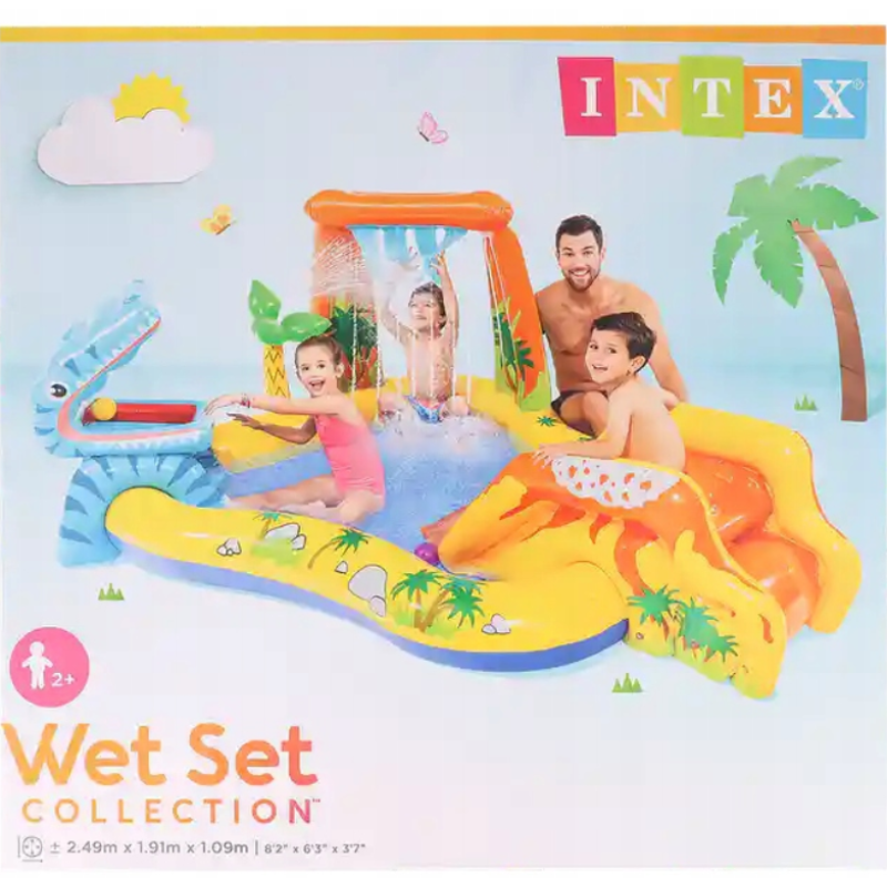Басейн надувний Ігровий центр Intex Dinosaur II 249x191x109см