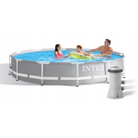 Басейн круглий каркасний Intex 366x366см сірий