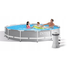 Басейн круглий каркасний Intex Prism Frame 305x305х76см сірий