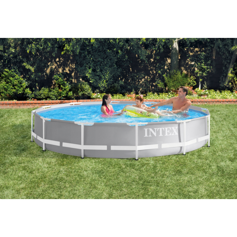 Басейн круглий каркасний Intex Prism Frame 305x305х76см сірий