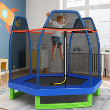 Батут із сіткою Goplus 223 x 223 x 186 синій