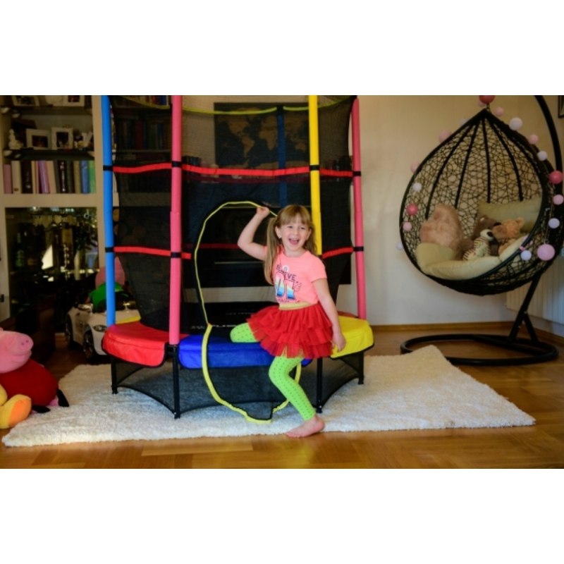 Батут для дому з сіткою 140см JUST FUN Garden Home, багатоколірний