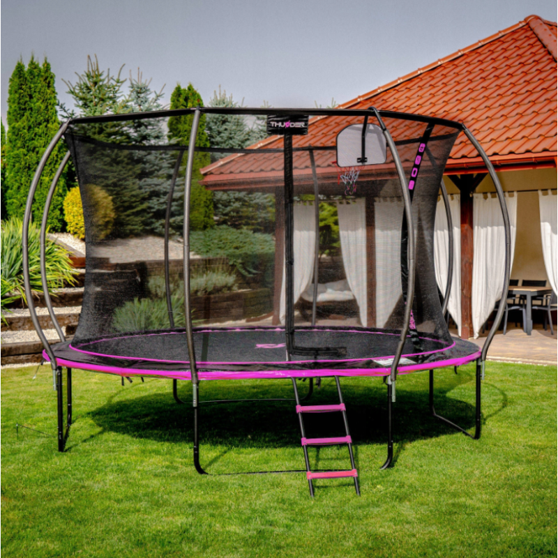 Батут із сіткою Thunder 366 cm FT12 (365-374 см) рожевий