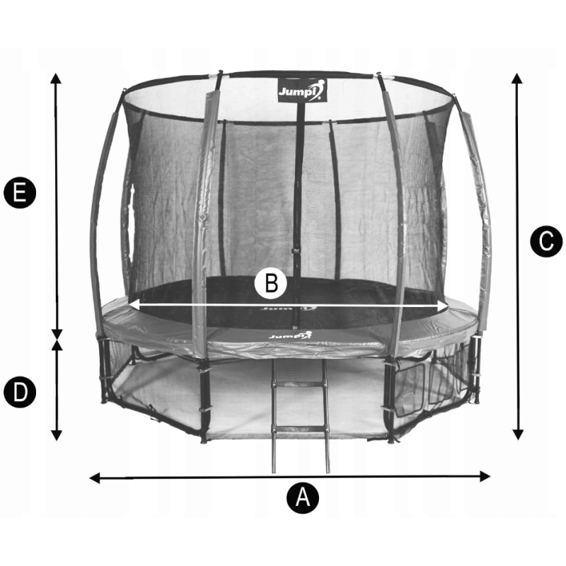Батут для всієї родини Jumpi 487 см FT 16 (487-500 см) сірий