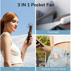 Ручний міні-вентилятор JISULIFE USB 3в1 з ліхтариком і функцією Power Bank, м'ятний