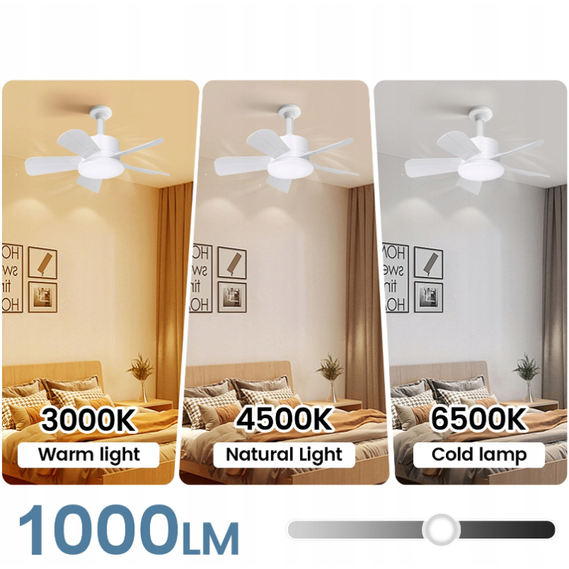 Потолочний вентилятор Eleoption з LED-підсвіткою, 41см, двохсторонній