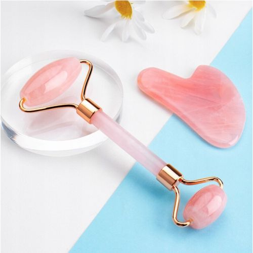 Валик та камінь Gua sha для обличчя Comfio QUARTZ SET рожевий Валик та камінь Gua sha для обличчя Comfio QUARTZ SET рожевий