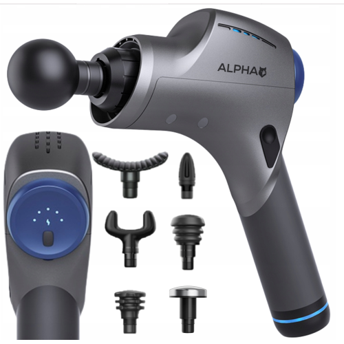 Масажер-пістолет для тіла Alpha AMG-05 сірий Масажер-пістолет для тіла Alpha AMG-05 сірий