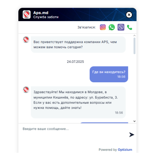 Создание и настройка чат-бота для сайта aps.md Создание и настройка чат-бота для сайта aps.md