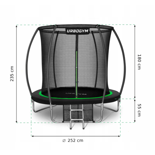 Батут із сіткою Urbogym 252 см FT 8 (244-252 см) Батут із сіткою Urbogym 252 см FT 8 (244-252 см)