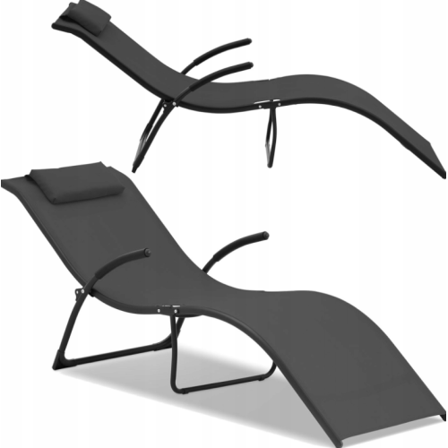 Шезлонг Uniprodo UNI_SUNBED_01, чорний метал Шезлонг Uniprodo UNI_SUNBED_01, чорний метал
