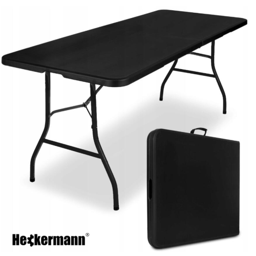 Стіл туристичний складаний Heckermann 180x74x74см, чорний Стіл туристичний складаний Heckermann 180x74x74см, чорний