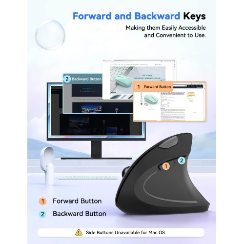 Мишка бездротова TECKNET 2.4G Ergonomic Vertical Mouse Black
