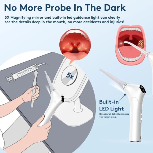 Набір для видалення каміння з мигдаликів Tonsil Stone Remover Kit Electronic Vacuum White
