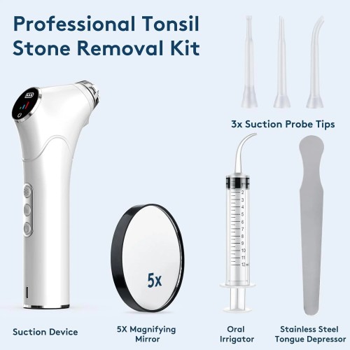 Набір для видалення каміння з мигдаликів Tonsil Stone Remover Kit Electronic Vacuum White