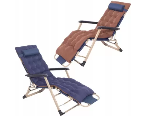 Шезлонг Springos, стілець, ліжко, міцний, регульований, темно-синій метал