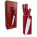 Набір ножів в блоці Vintage Cuisine Retro 8 предметів червоний