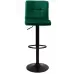 Барний стілець зі спинкою Bonro B-0106 велюр зелений з чорною основою