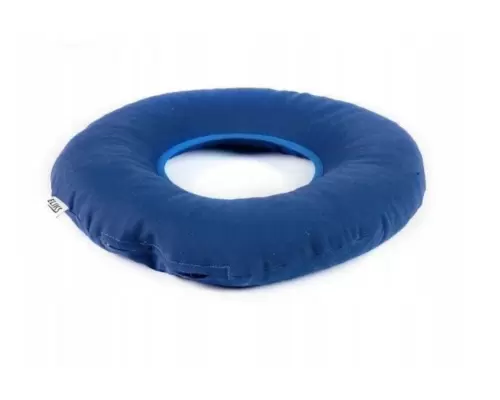 Подушка-круг протипролежнева з отвором Eliks з гречаним лушпинням синя