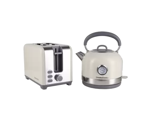 Чайник з термометром 1,7 л та тостер Vintage Cuisine, колір: крем