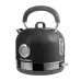 Меломанський набір - ретро радіо Chrom з Bluetooth-гучником та ретро електричний чайник з термометром Vintage Cuisine чорні