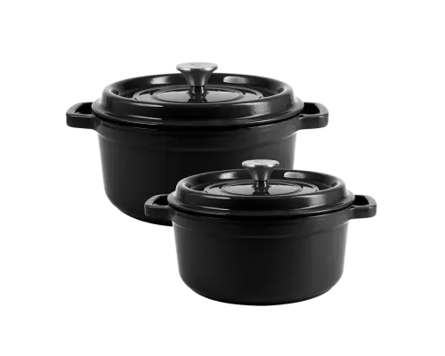 Набір чавунних каструль Vintage Cuisine з кришкою 4,3 л та 2,2 л колір: чорний